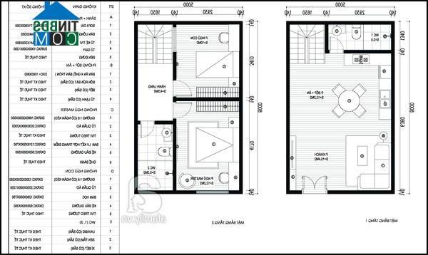 Mặt bằng tư vấn thiết kế và bố trí nội thất theo phương án 2