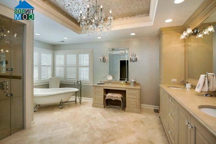 Ảnh Những mẫu bàn trang điểm đẹp mê ly trong phòng tắm