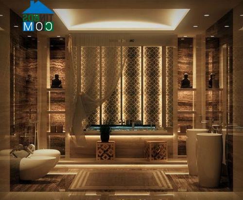 Phòng tắm cổ điển với những vật trang trí đậm chất Á Đông