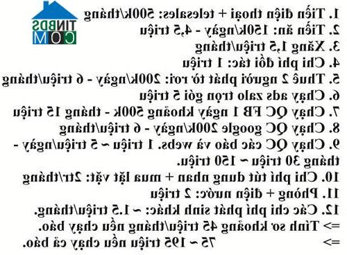 Thống kê chi phí 'khủng' của một môi giới bất động sản.