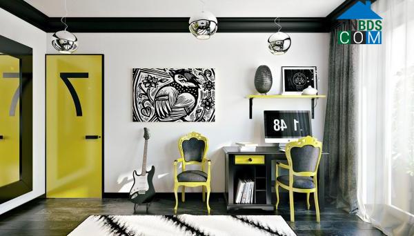 Ngoài màu sắc thì sự tinh tế trong sử dụng nội thất cũng là yếu tố đem lại sự hấp dẫn cho căn phòng