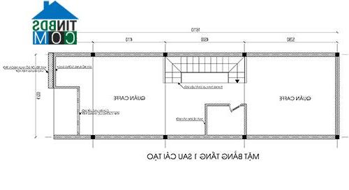 Mặt bằng tầng 1 của nhà ống sau khi cải tạo