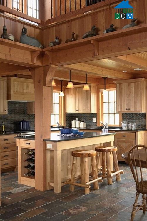 Ảnh Thiết kế căn bếp bằng gỗ mộc mạc và sang trọng