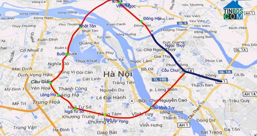 Sơ đồ các đoạn của đường vành đai 2,5. Ảnh: Google Map