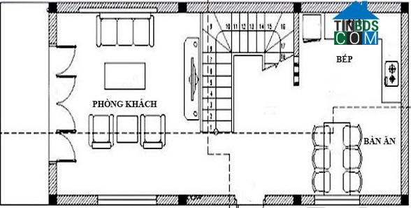 Mặt bằng thiết kế tầng 1 nhà 2 tầng 1 tum, diện tích 39m2