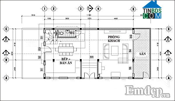 Thiết kế mặt bằng tầng 1