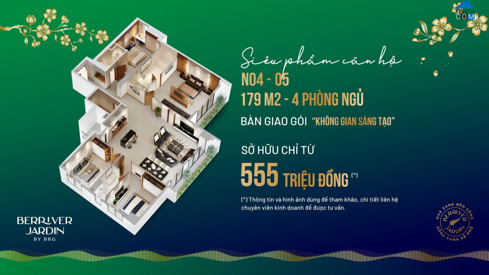 Căn hộ diện tích từ 179 m2 với thiết kế 4 phòng ngủ bàn giao gói không gian sáng tạo chỉ từ 555 triệu đồng