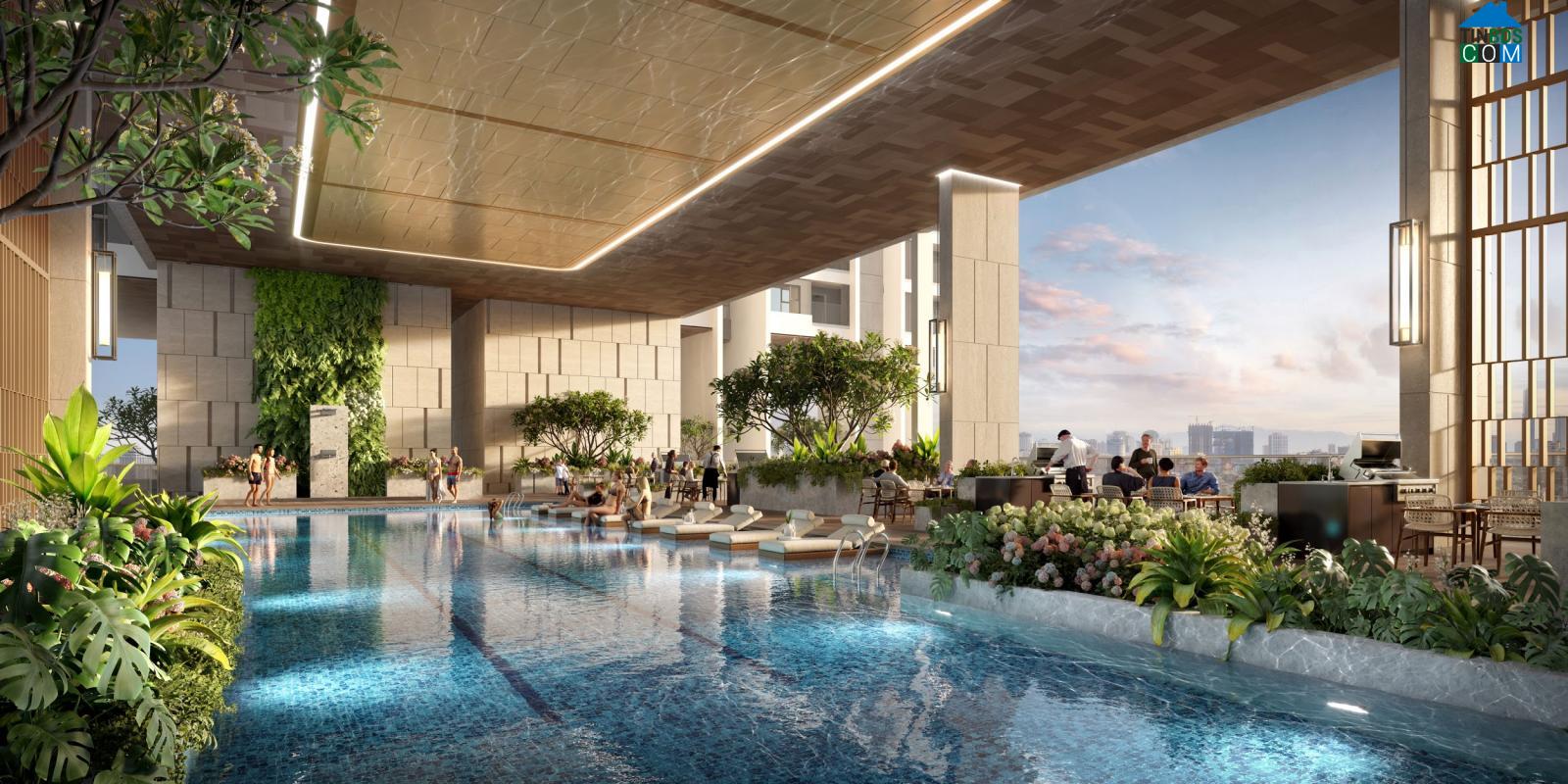 Phối cảnh bể bơi và khu nghỉ dưỡng của dự án Astral City.
