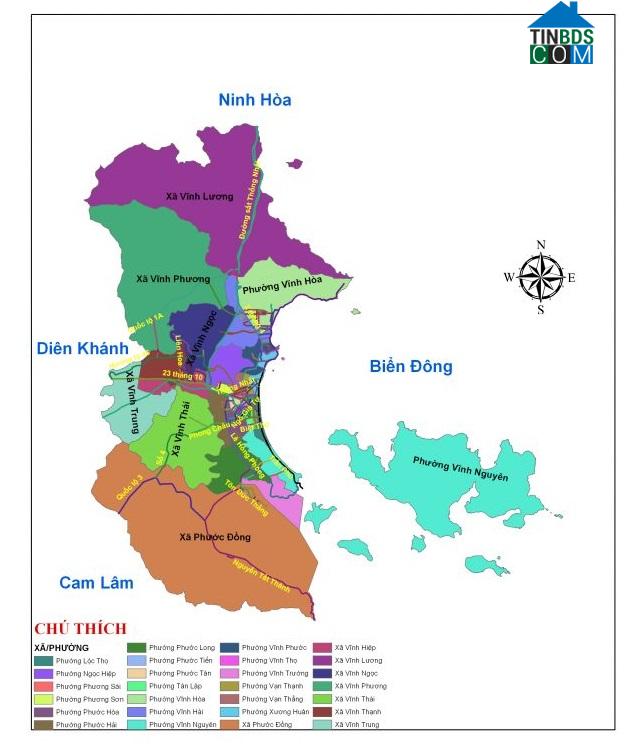 Bản đồ hành chính thành phố Nha Trang.