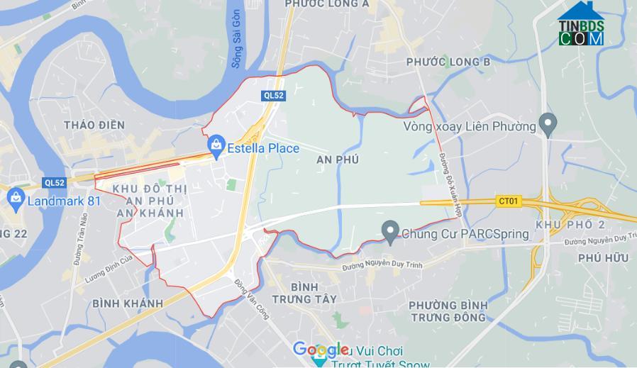 Vị trí địa lý phường An Phú (ảnh chụp Google Maps).