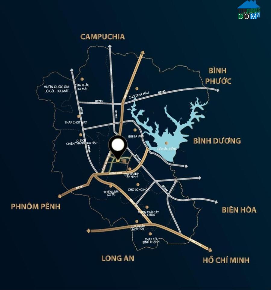 Vị trí trung tâm của dự án Khu dân cư đô thị phường 3 Thành phố Tây Ninh. Ảnh: Hungphucland. 