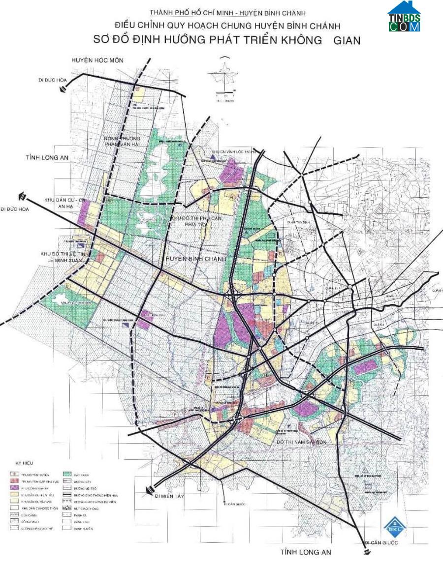 Sơ đồ định hướng phát triển không gian huyện Bình Chánh. Ảnh: Internet