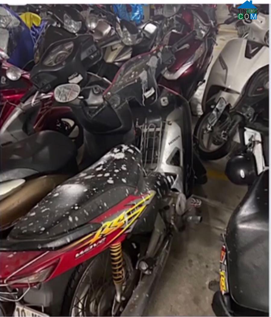 Yên xe của cư dân Hope Residence bị ném sơn vấy bẩn (ảnh cư dân cung cấp)