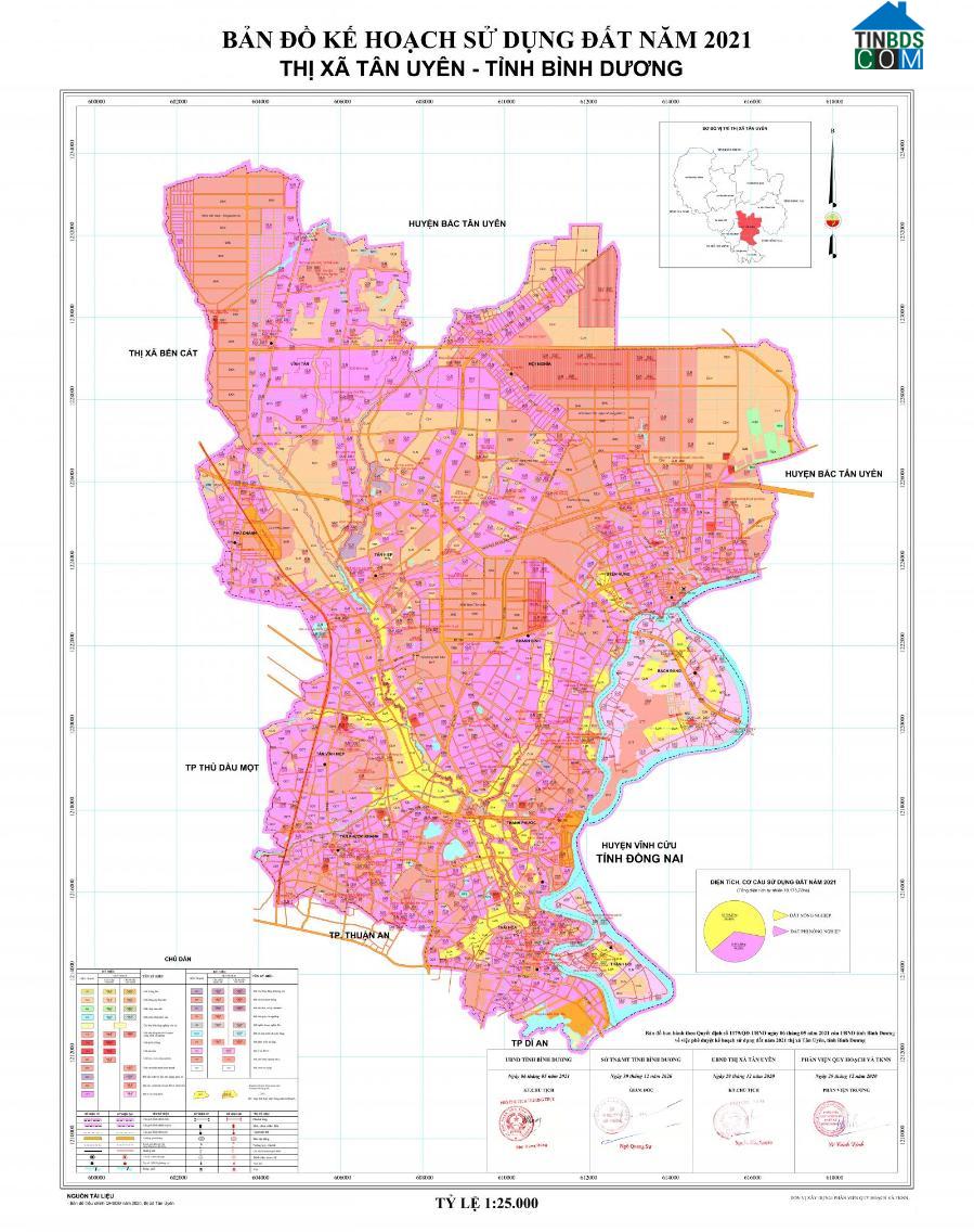 Bản đồ quy hoạch sử dụng đất năm 2021 thị xã Tân Uyên