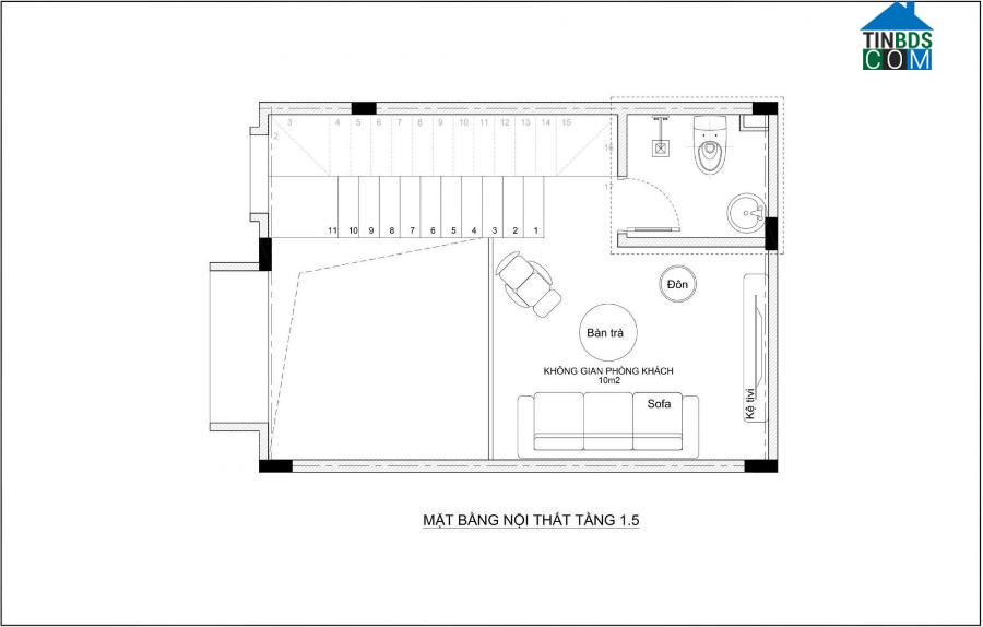 Mặt bằng nội thất tầng lửng.