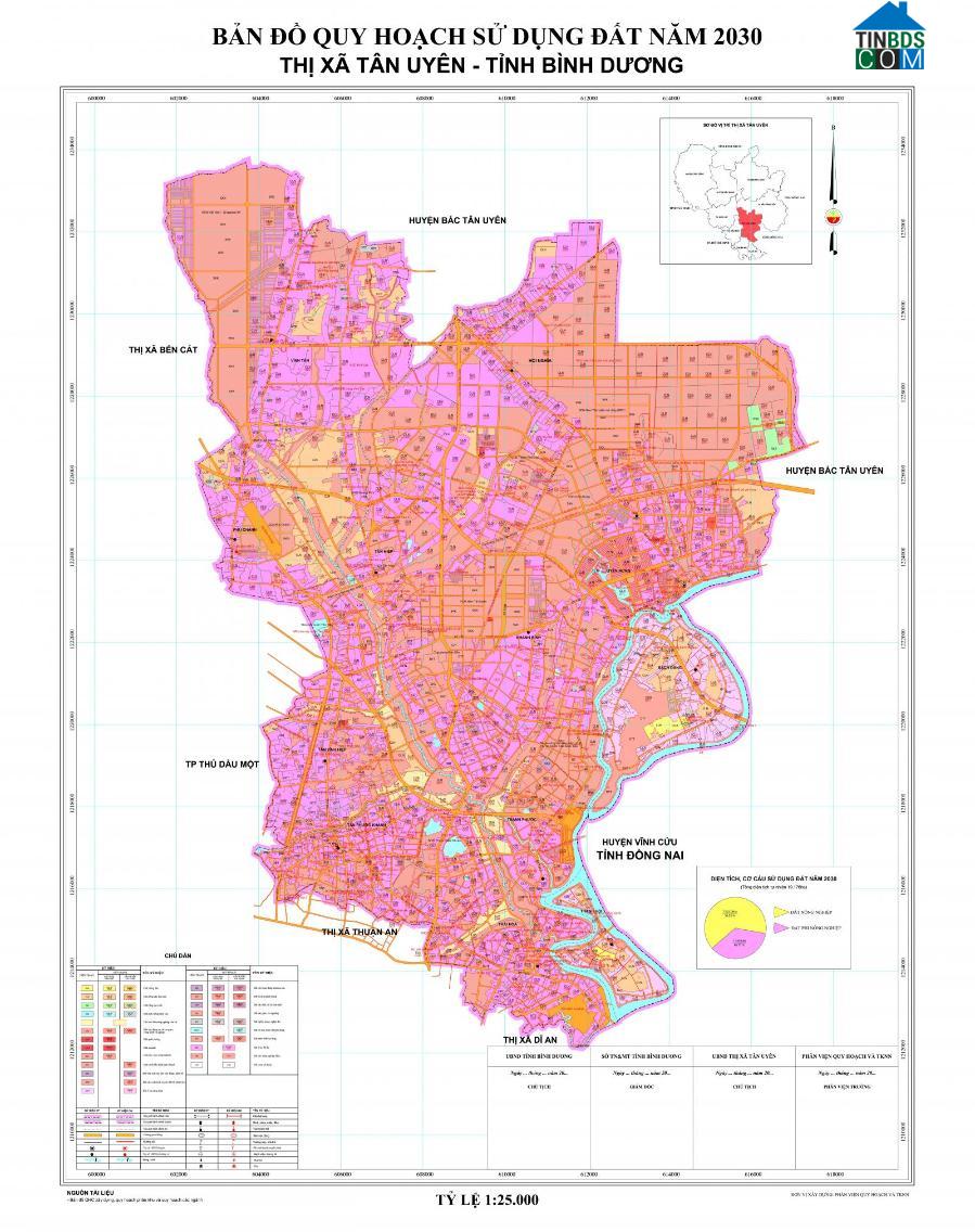 Bản đồ quy hoạch sử dụng đất năm 2030 thị xã Tân Uyên