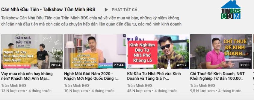 Kênh youtube Trần Minh BĐS thu hút một số lượng lớn các nhà đầu tư quan tâm