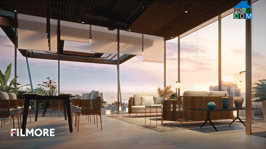 Lounge pavillion - không gian sang trọng và tiện nghi mà cư dân The Filmore Da Nang có thể sử dụng để tiếp khách hoặc phục vụ các nhu cầu thưởng thức của mình.