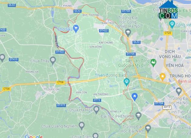 Vị trí huyện Hoài Đức trên Google Maps.