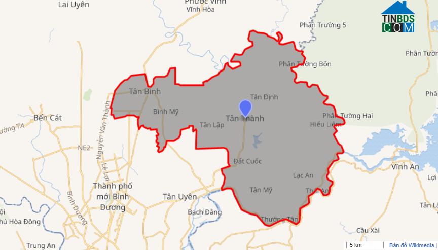 Vị trí huyện Bắc Tân Uyên (ảnh: Wikimedia)