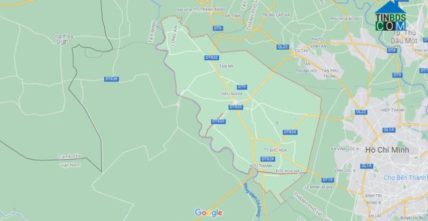 Vị trí huyện Đức Hòa Long An. Ảnh chụp từ Google Maps. 