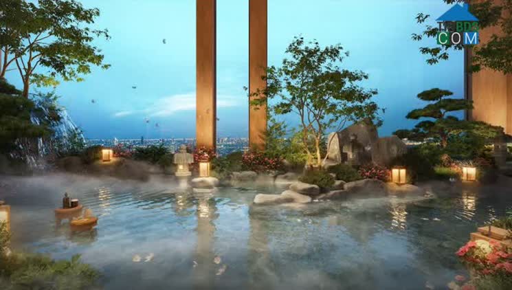 Phối cảnh suối khoáng nóng onsen tại dự án Shizen Home 