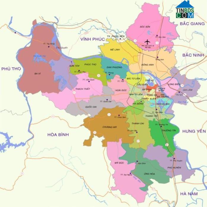 Bản đồ hành chính quận Cầu Giấy Hà Nội.