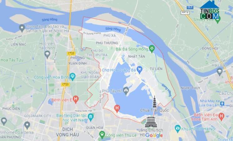 Vị trí quận Tây Hồ Hà Nội trên Google Maps.