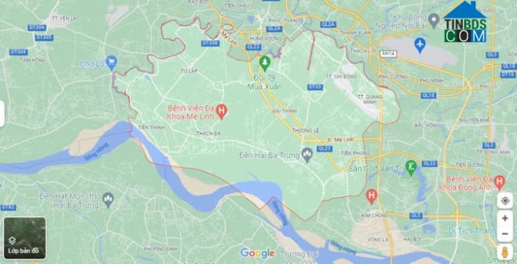 Vị trí huyện Mê Linh trên Google Maps.