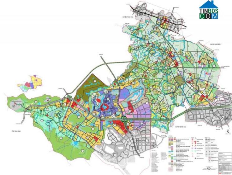 Bản đồ quy hoạch huyện Thạch Thất, TP. Hà Nội đến năm 2030.