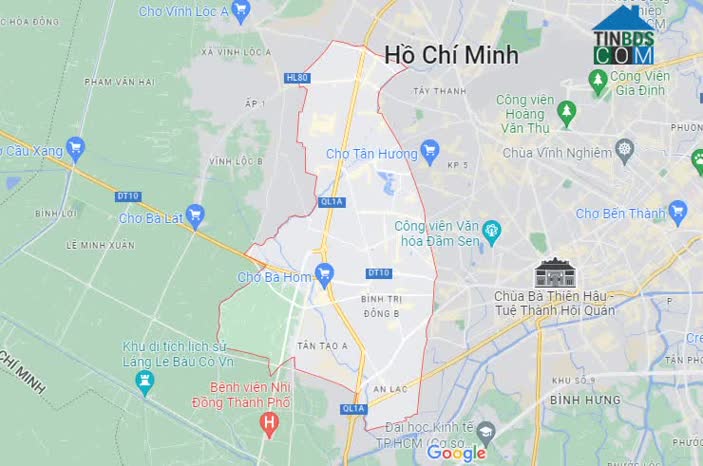 Quận Bình Tân trên Google Maps.