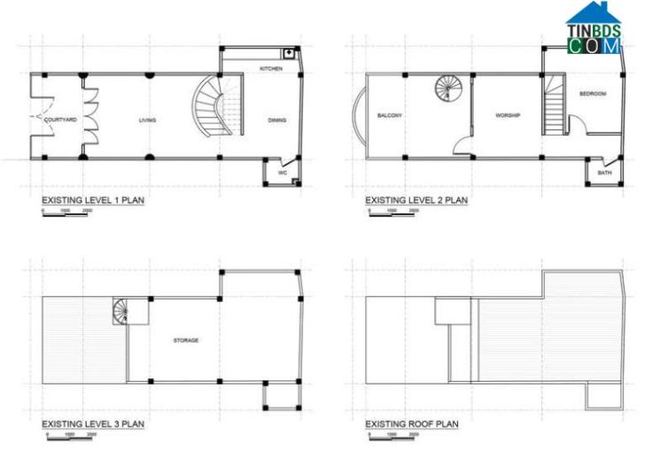 Mặt bằng nhà phố trước khi cải tạo.