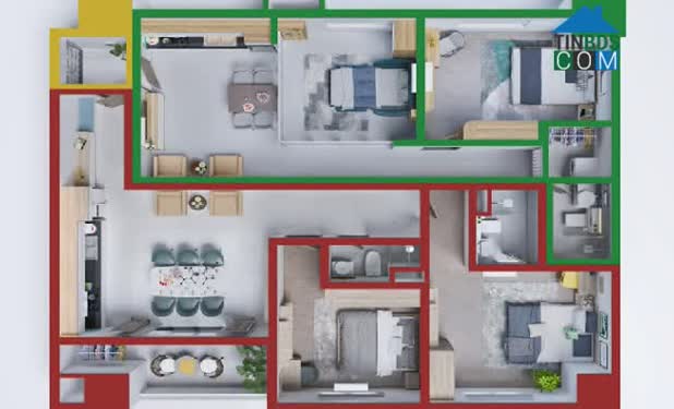 Mặt bằng thiết kế mẫu căn hộ Dual Key ở Cosmo City.