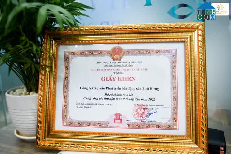 Phú Hưng Property – Đơn vị có thành tích tốt trong công tác thu nộp thuế 9 tháng đầu năm 2022.