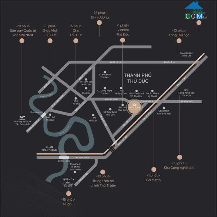 King Crown Infinity nằm tại vị trí hoàn hảo về giá trị kết nối và giao thương mà khó dự án nào có được’