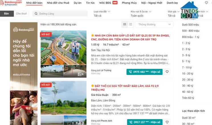 Các website uy tín thường có lượng tin đăng giao dịch BĐS lớn, khách hàng dễ dàng tra cứu và tìm kiếm thông tin hơn.