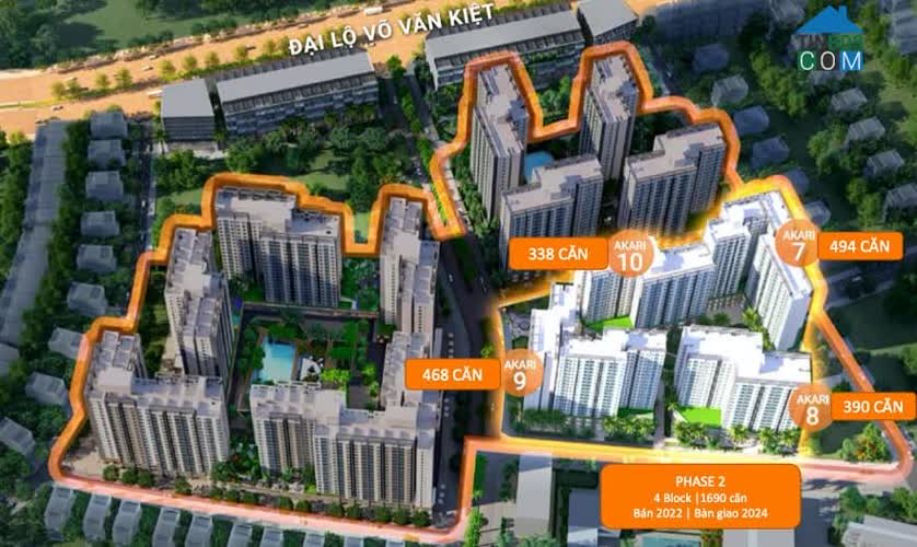 Vị trí 4 tòa Akari City giai đoạn 2 trong tổng thể khu đô thị