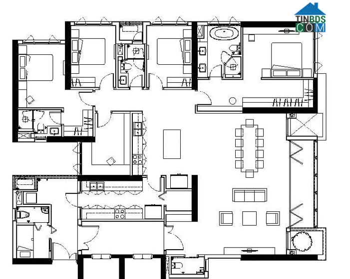 Căn hộ Sky Mansion 4PN thiết kế đơn lập