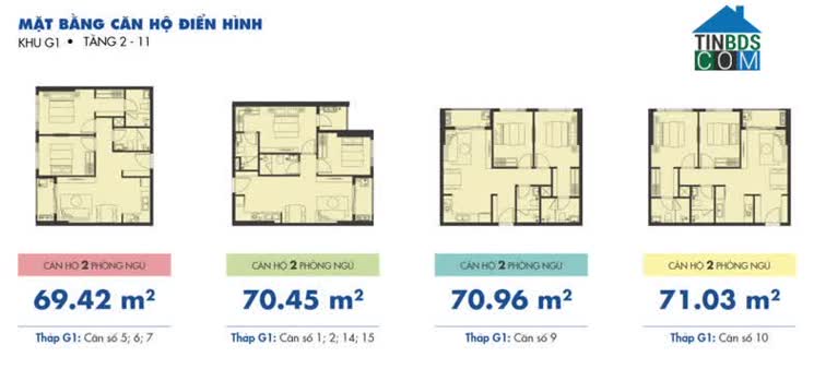 Mặt bằng căn hộ tòa G1.