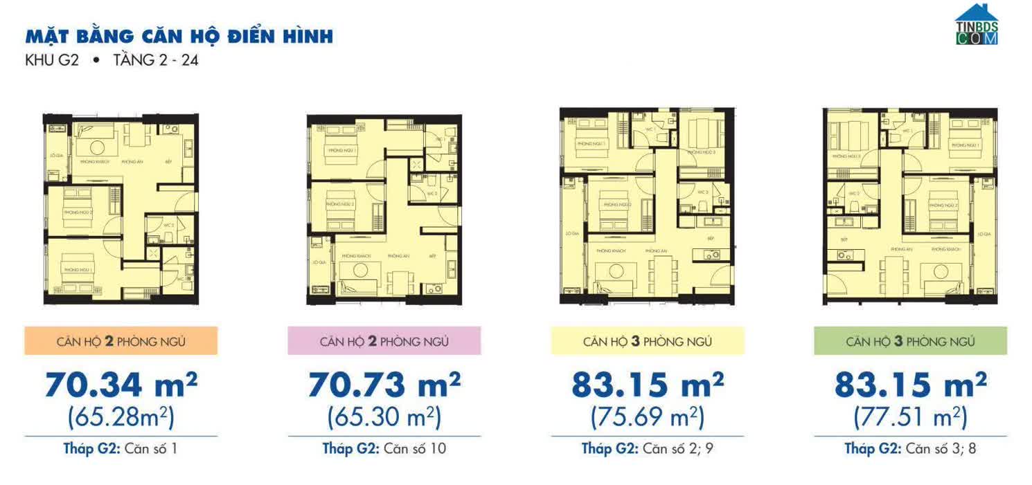 Mặt bằng căn hộ tòa G2.