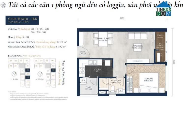 Thiết kế căn hộ tại tòa Cruz thuộc dự án Feliz En Vista