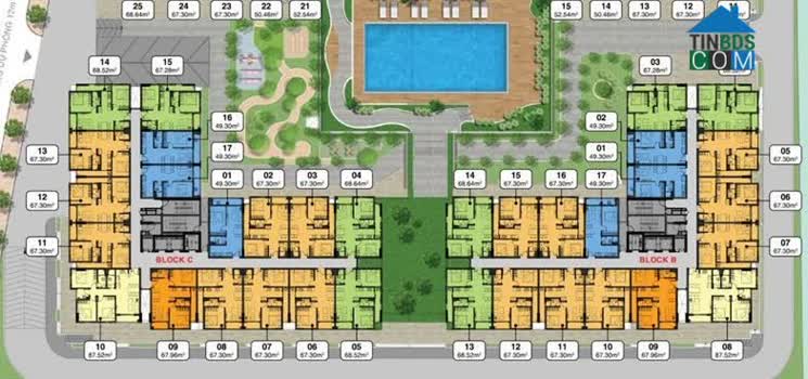 Mặt bằng block B và block C.