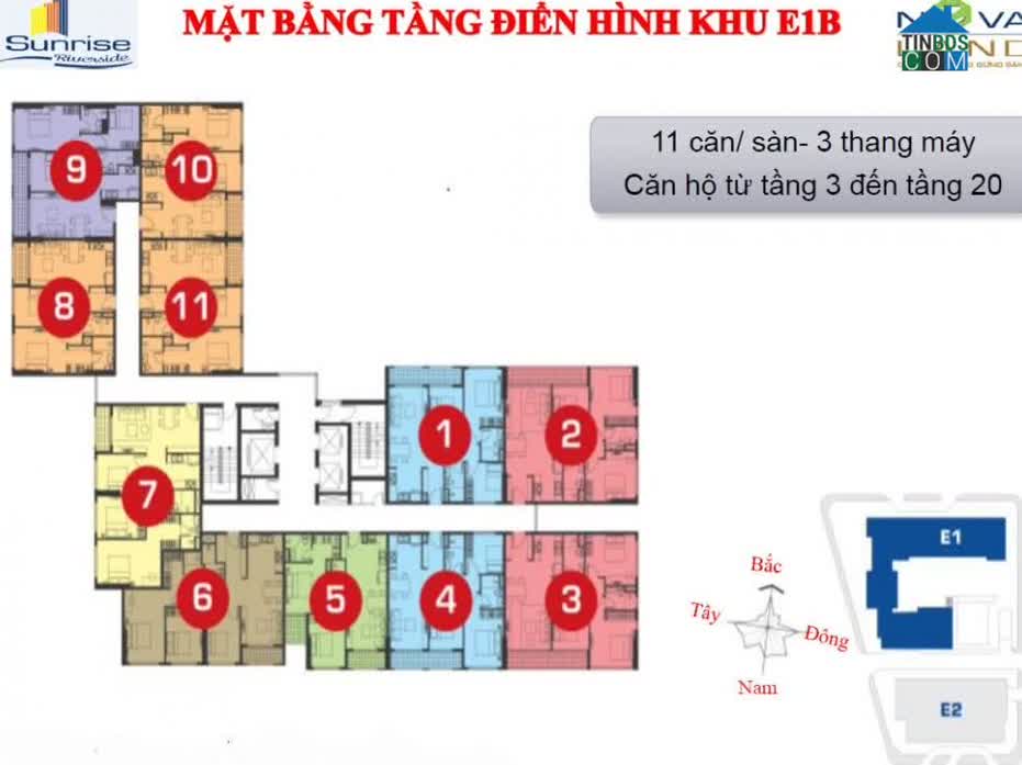 Mặt bằng tầng điển hình khu E1B.