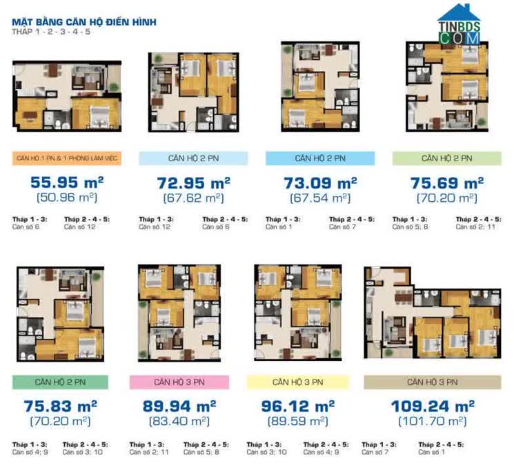 Mặt bằng căn hộ điển hình The Sun Avenue tháp 5