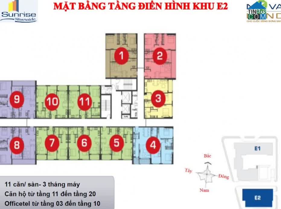 Mặt bằng tầng điển hình khu E2.