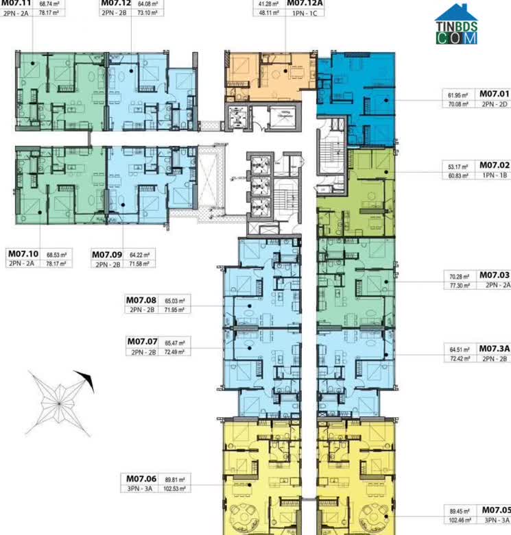 Block C có thiết kế tương tự block A nhưng ở vị trí đối xứng.
