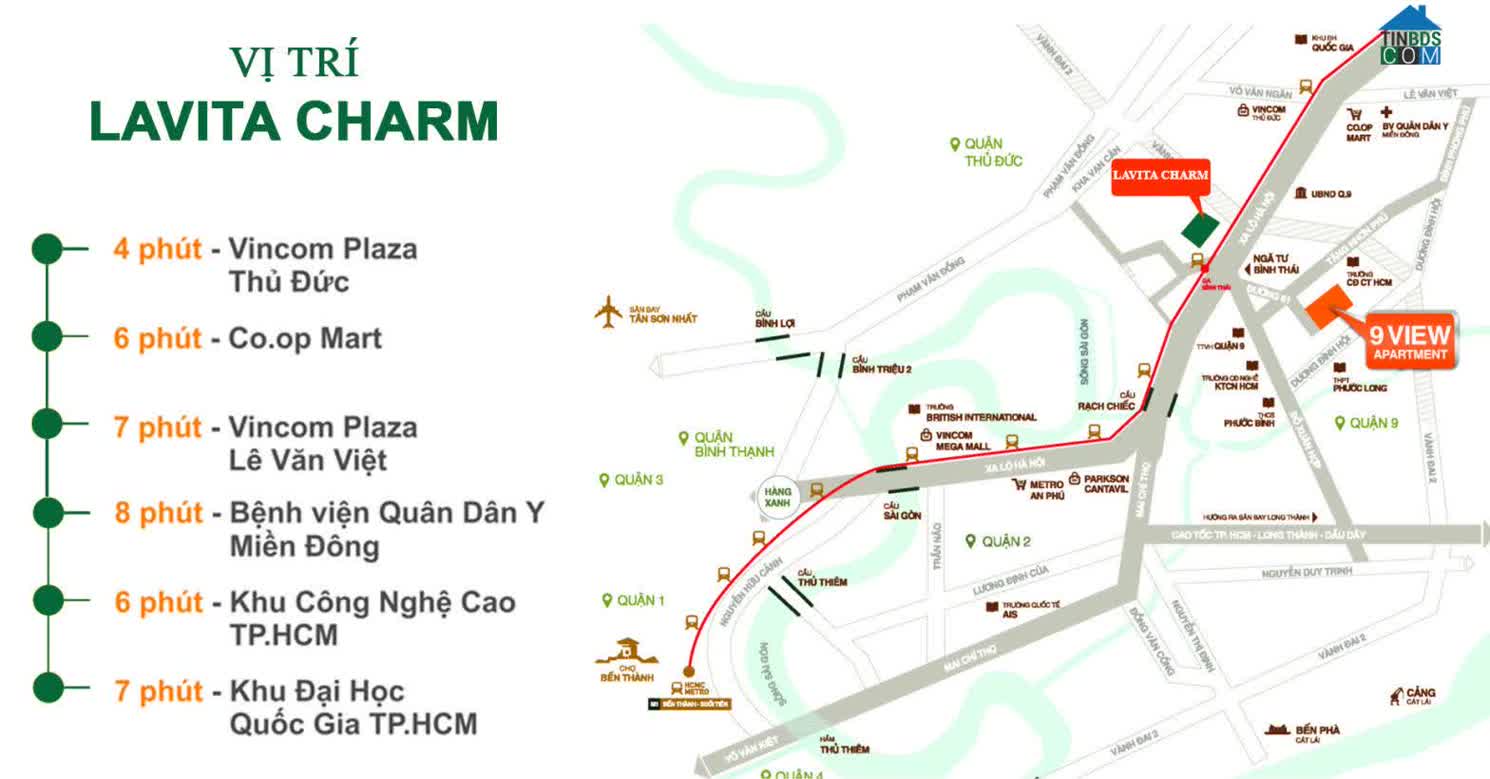 Liên kết đến các tiện ích ngoại khu Lavita Charm