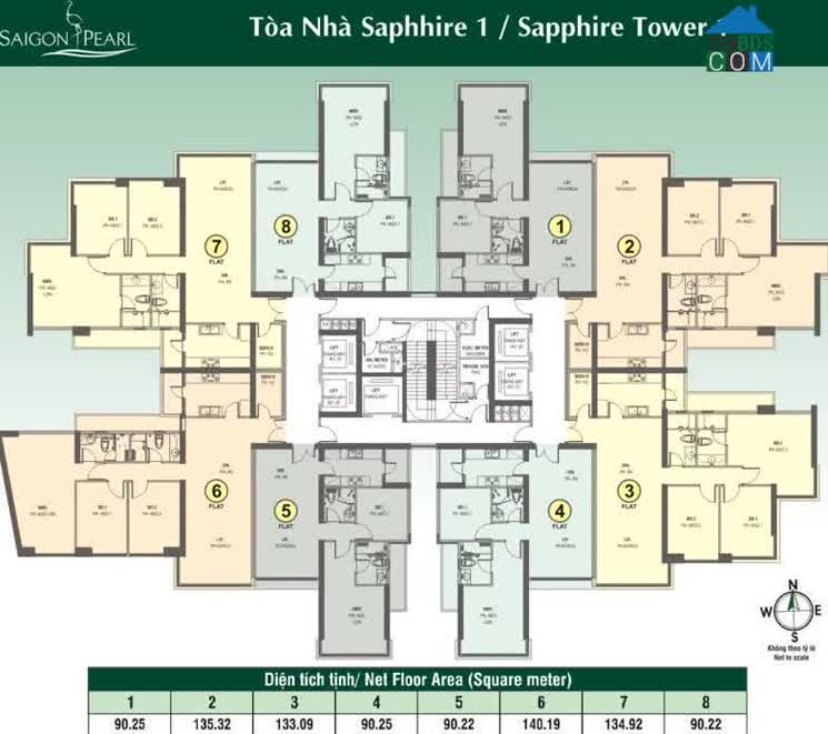 Mặt bằng tầng điển hình tòa Sapphire 1