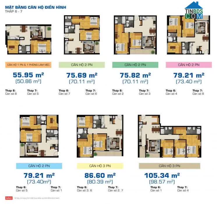 Mặt bằng căn hộ the Sun Avenue chi tiết tháp 6, tháp 7