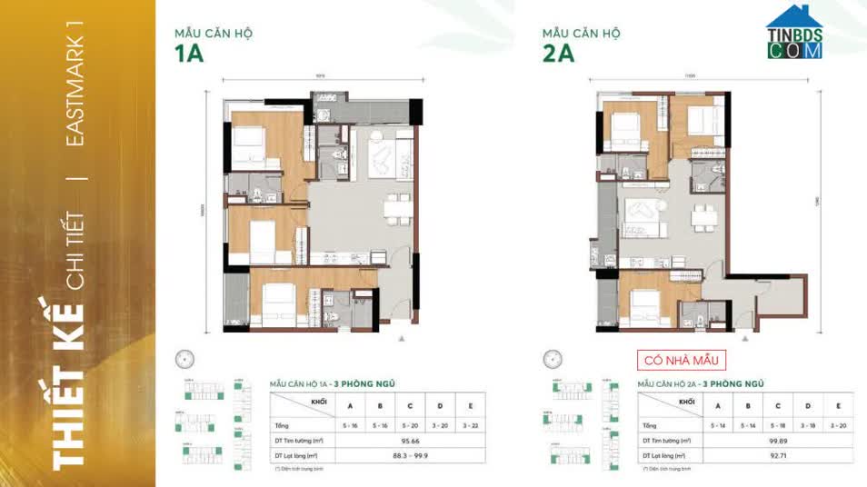 Mẫu căn hộ 3 phòng ngủ